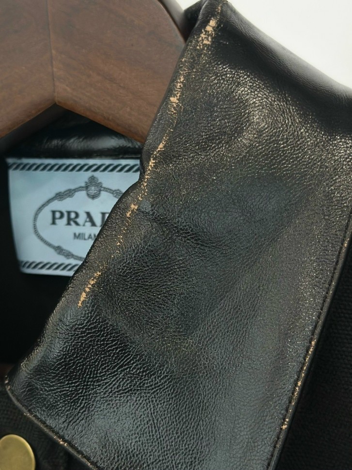 Куртка Prada из денима и кожи    