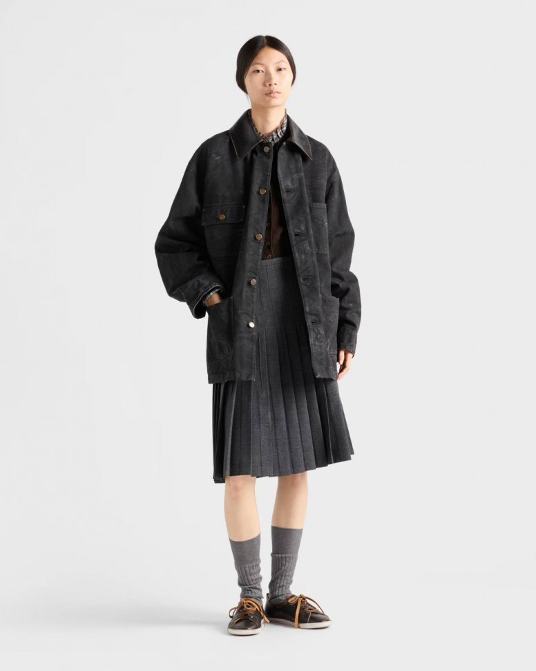 Куртка Prada из денима и кожи    